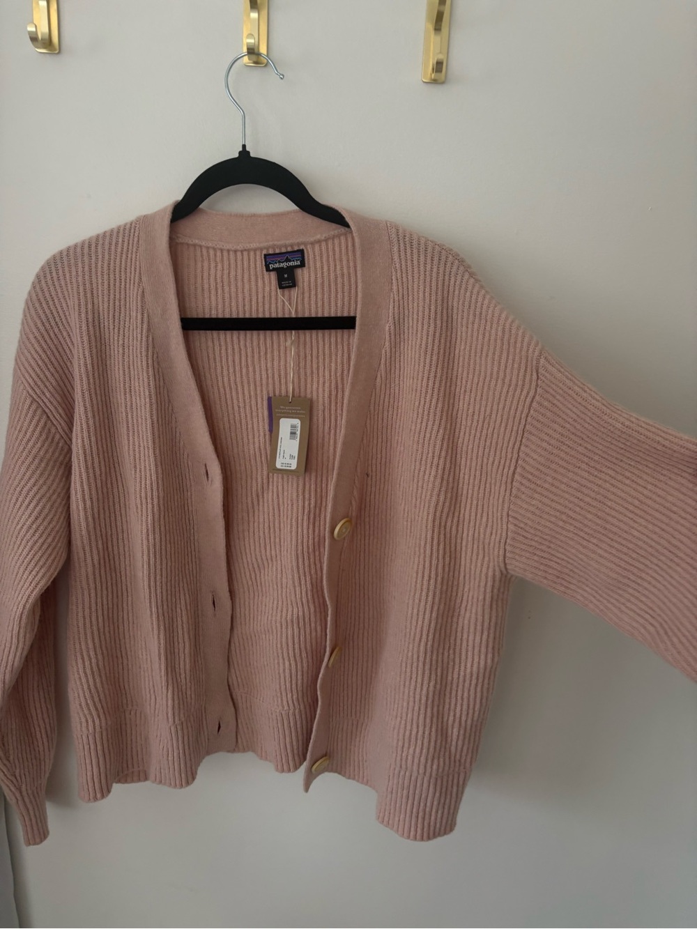 Patagonia Blush Pink Ribbed Button-Front Cardigan